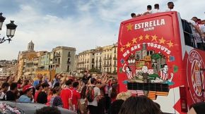 El Girona celebra la seva classificació a la Champions
