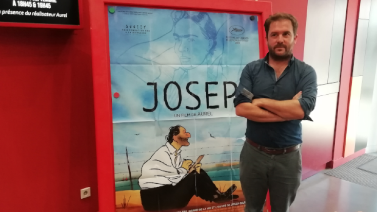 El dibuixant Aurel el dia de la pre-estrena al cinema Castellet de Perpinyà