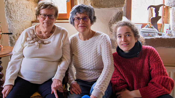 Maria Bagaria, Odile Vielfaure i Noa a Coux